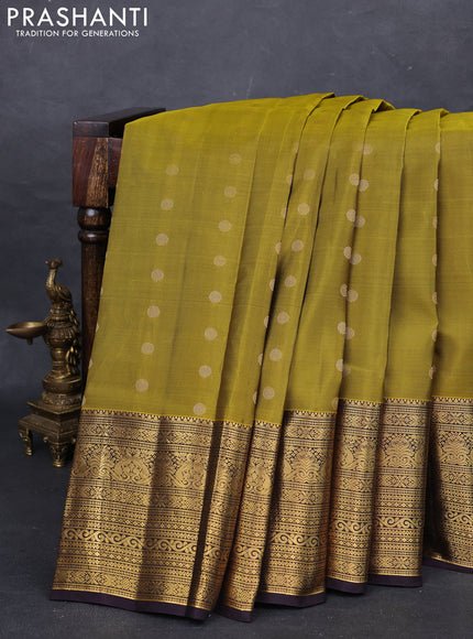 Mehendi Green & Wine Kanchipuram Silk - Buttas