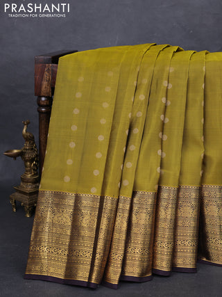 Mehendi Green & Wine Kanchipuram Silk - Buttas