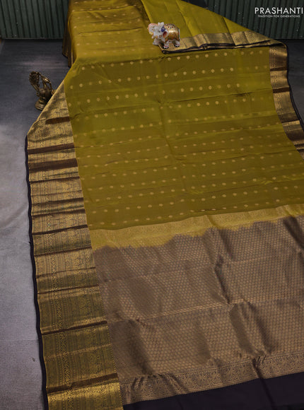 Mehendi Green & Wine Kanchipuram Silk - Buttas