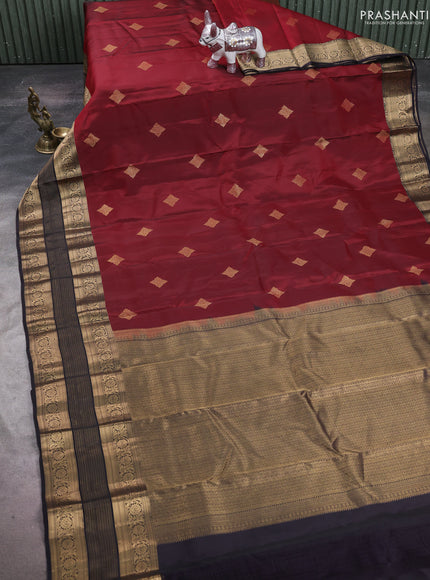 Maroon & Black Kanchipuram Silk - Buttas