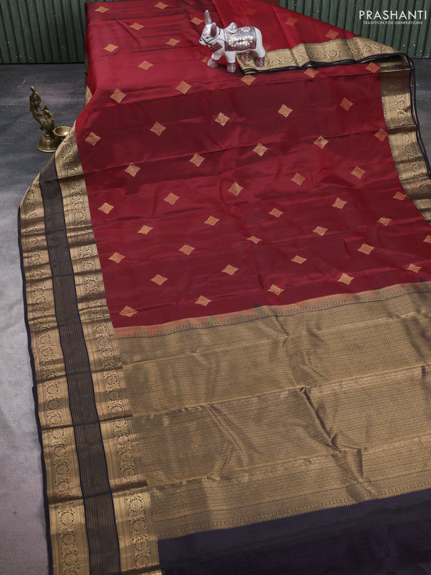 Maroon & Black Kanchipuram Silk - Buttas