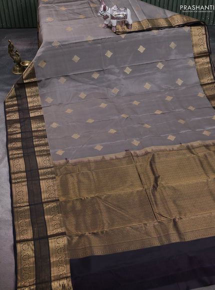 Grey & Black Kanchipuram Silk - Buttas