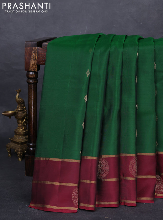 Green & Maroon Kanchipuram Silk - Buttas