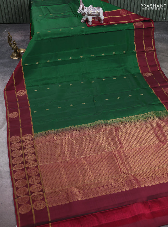 Green & Maroon Kanchipuram Silk - Buttas
