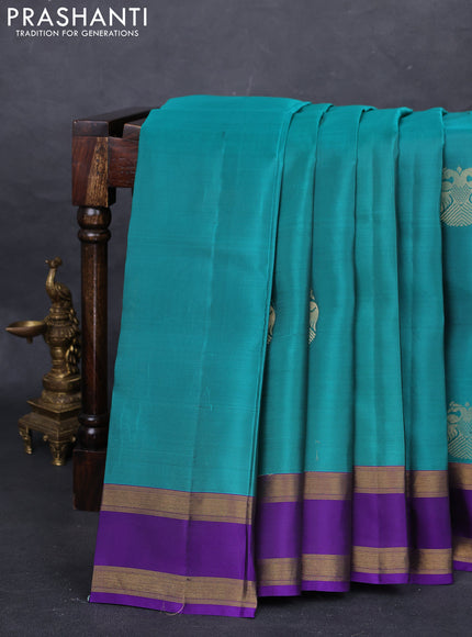 Green & Violet Kanchipuram Silk - Buttas
