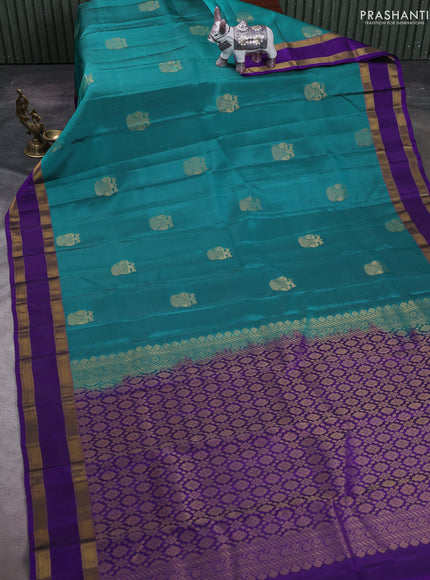 Green & Violet Kanchipuram Silk - Buttas