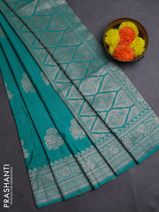 Teal Green Semi Soft Silk Saree