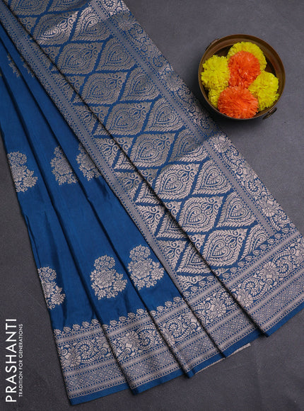 Peacock Blue Semi Soft Silk Saree