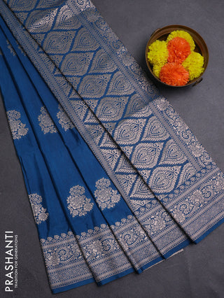 Peacock Blue Semi Soft Silk Saree