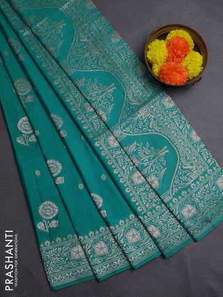 Teal Green Semi Soft Silk Saree