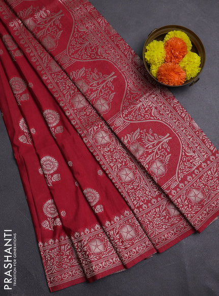 Red Semi Soft Silk Saree