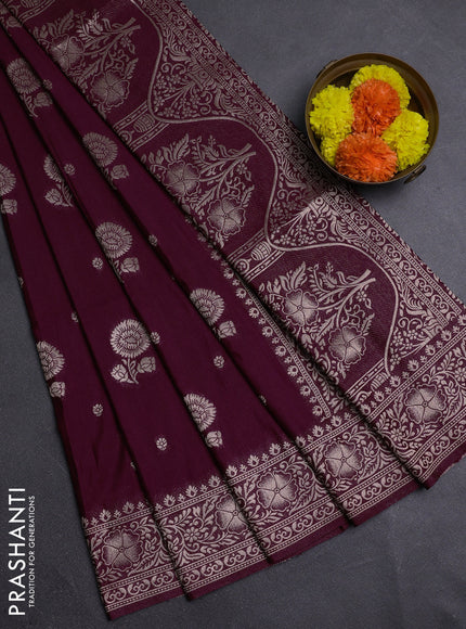 Wine Semi Soft Silk Saree