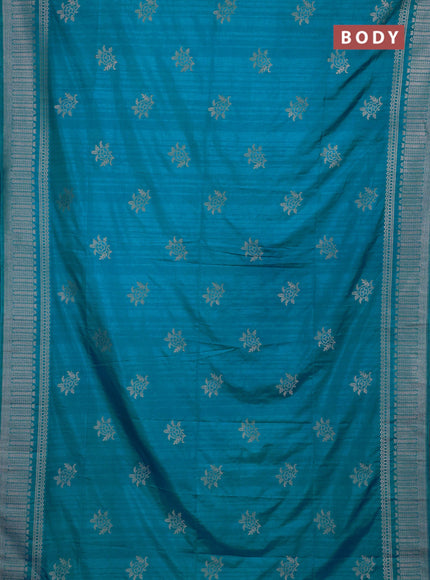Teal Blue Semi Soft Silk Saree