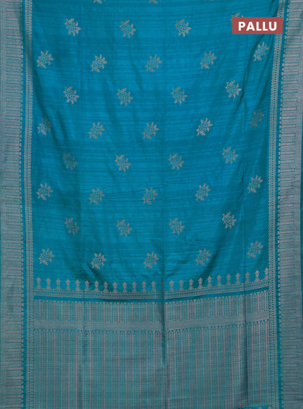 Teal Blue Semi Soft Silk Saree
