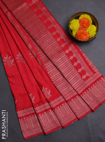Red Semi Soft Silk Saree