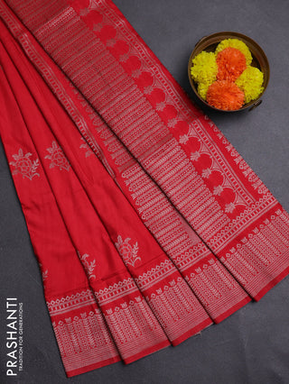 Red Semi Soft Silk Saree