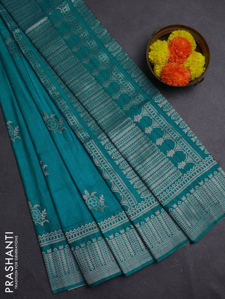 Teal Green Semi Soft Silk Saree