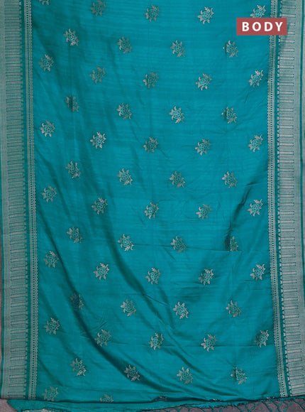 Teal Green Semi Soft Silk Saree