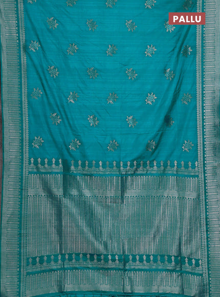 Teal Green Semi Soft Silk Saree