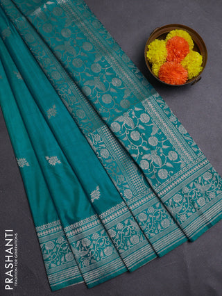 Teal Green Semi Soft Silk Saree