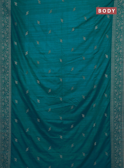 Teal Green Semi Soft Silk Saree