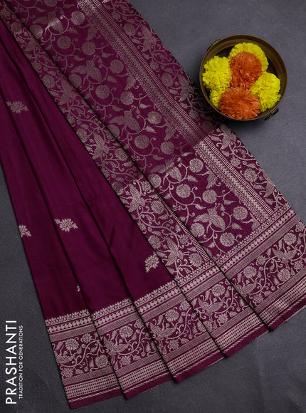 Wine Semi Soft Silk Saree