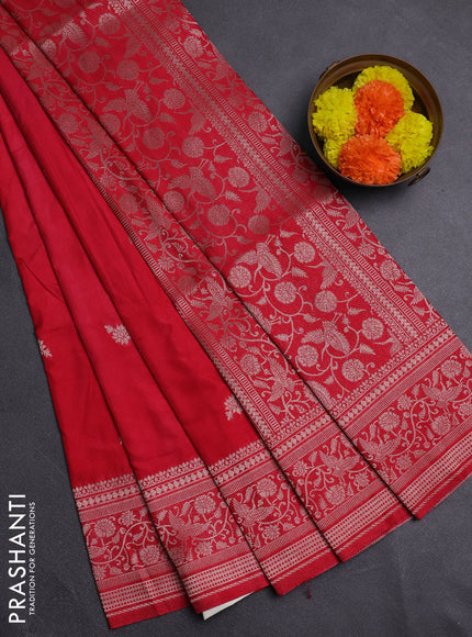 Red Semi Soft Silk Saree