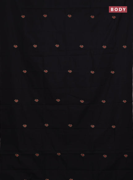 Black & Beige Semi Silk Cotton Saree - Embroidery
