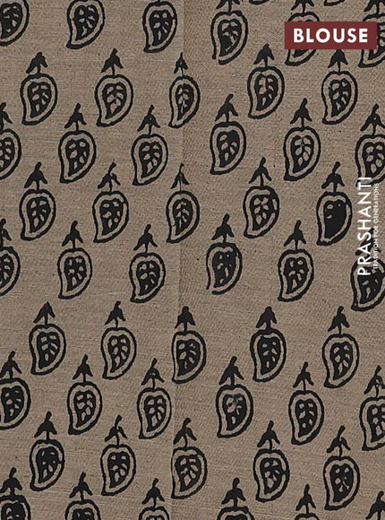 Black & Beige Semi Silk Cotton Saree - Embroidery
