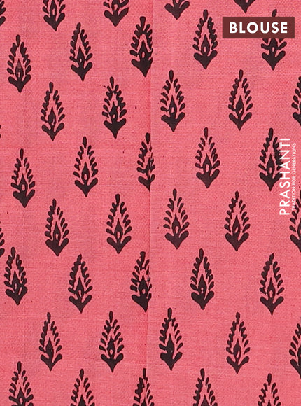 Black & Peach Semi Silk Cotton Saree - Embroidery