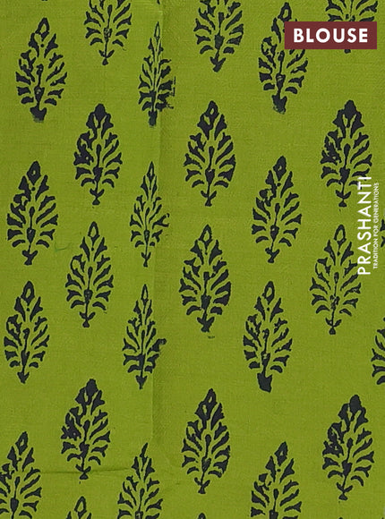 Blue & Green Semi Silk Cotton Saree - Embroidery