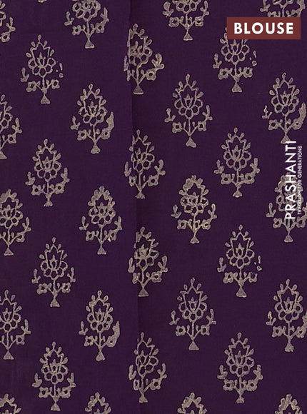 Beige & Purple Semi Silk Cotton Saree - Embroidery