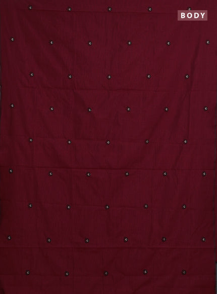 Maroon & Beige Semi Silk Cotton Saree - Embroidery