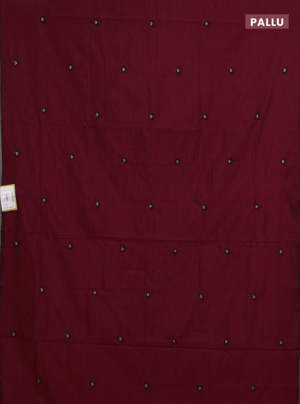 Maroon & Beige Semi Silk Cotton Saree - Embroidery
