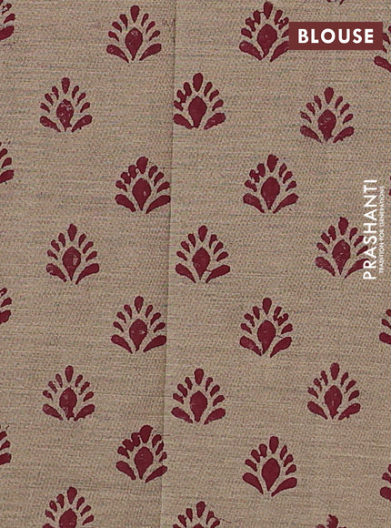 Maroon & Beige Semi Silk Cotton Saree - Embroidery