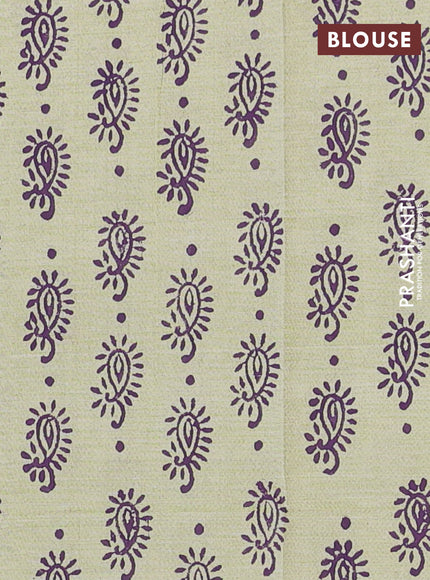 Purple & Beige Semi Silk Cotton Saree - Embroidery