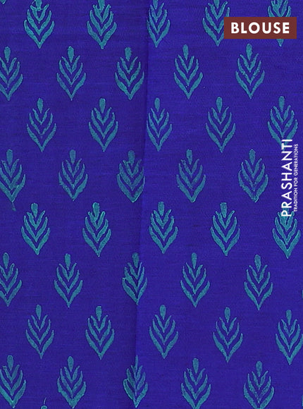 Teal Green & Blue Semi Silk Cotton Saree - Embroidery