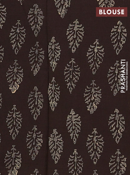 Beige & Coffee Brown Semi Silk Cotton Saree - Embroidery