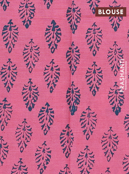 Teal Green & Pink Semi Silk Cotton Saree - Embroidery