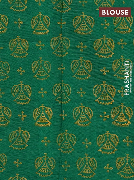 Mustard Yellow & Green Semi Silk Cotton Saree - Embroidery