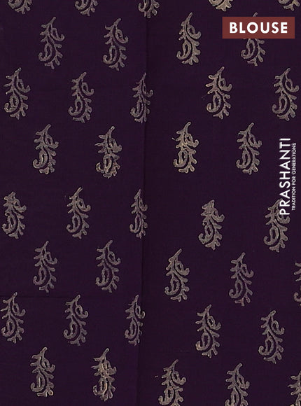 Beige & Purple Semi Silk Cotton Saree - Embroidery