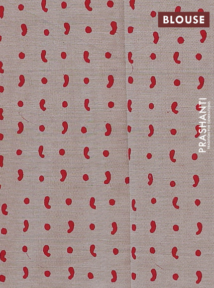 Red & Beige Semi Silk Cotton Saree - Embroidery