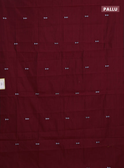 Maroon & Grey Semi Silk Cotton Saree - Embroidery