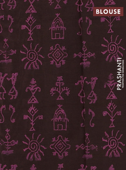 Pastel Maroon & Coffee Brown Semi Silk Cotton Saree - Embroidery