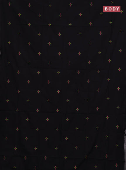 Black & Peach Pink Semi Silk Cotton Saree - Embroidery