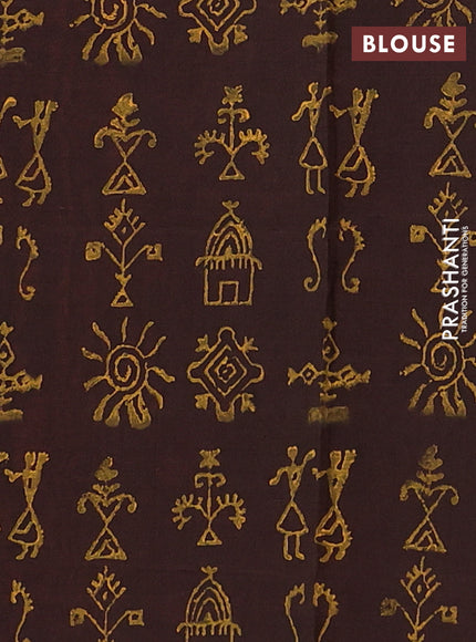 Orange & Coffee Brown Semi Silk Cotton Saree - Embroidery