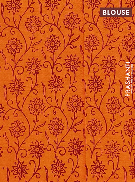 Maroon & Sunset Orange Semi Silk Cotton Saree - Embroidery