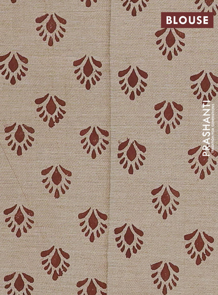 Coffee Brown & Beige Semi Silk Cotton Saree - Embroidery