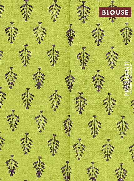 Purple & Green Semi Silk Cotton Saree - Embroidery