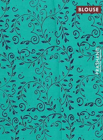 Blue & Teal Green Semi Silk Cotton Saree - Embroidery
